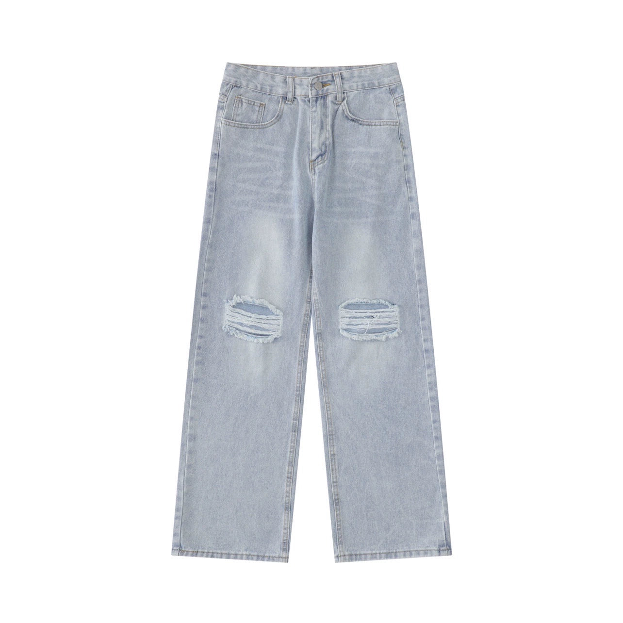 Damage Straight Denim Jeans WN5272