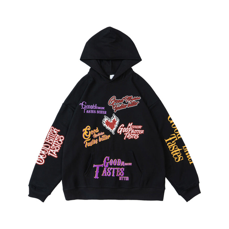 Allover Heart Print Heavyweight Hoodie WN12599