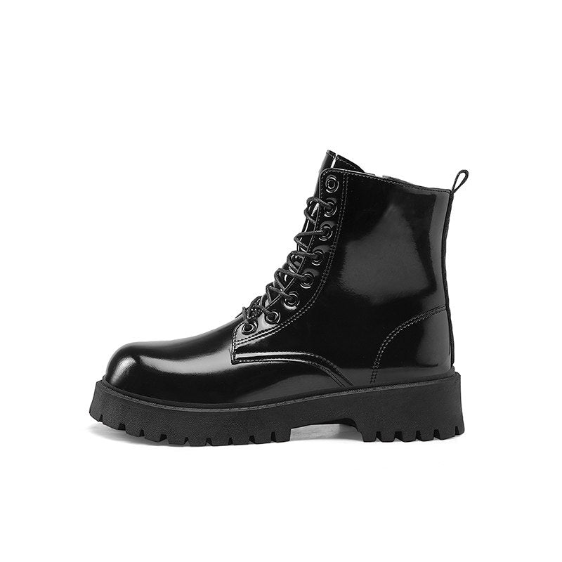 Glossy Platform Lace-Up Combat Boots WN23430
