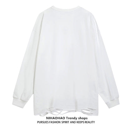 Cross Print Oversize Long Sleeve T-Shirt WN5463