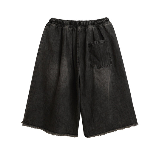 Damage Raw Hem Denim Half Jeans WN26784