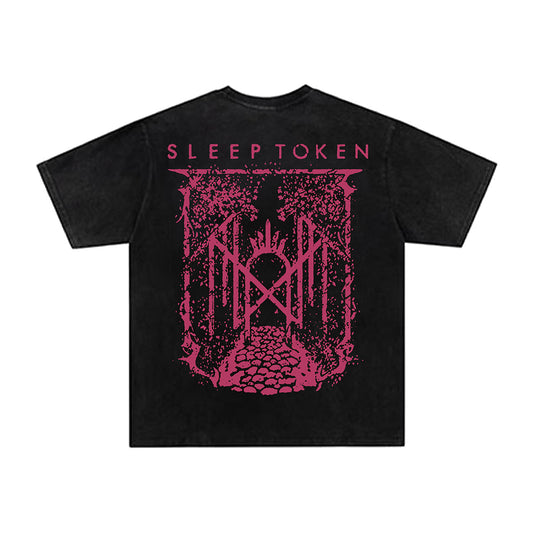 Washed Thorn Symbol Print Oversize Short Sleeve T-Shirt WN26890