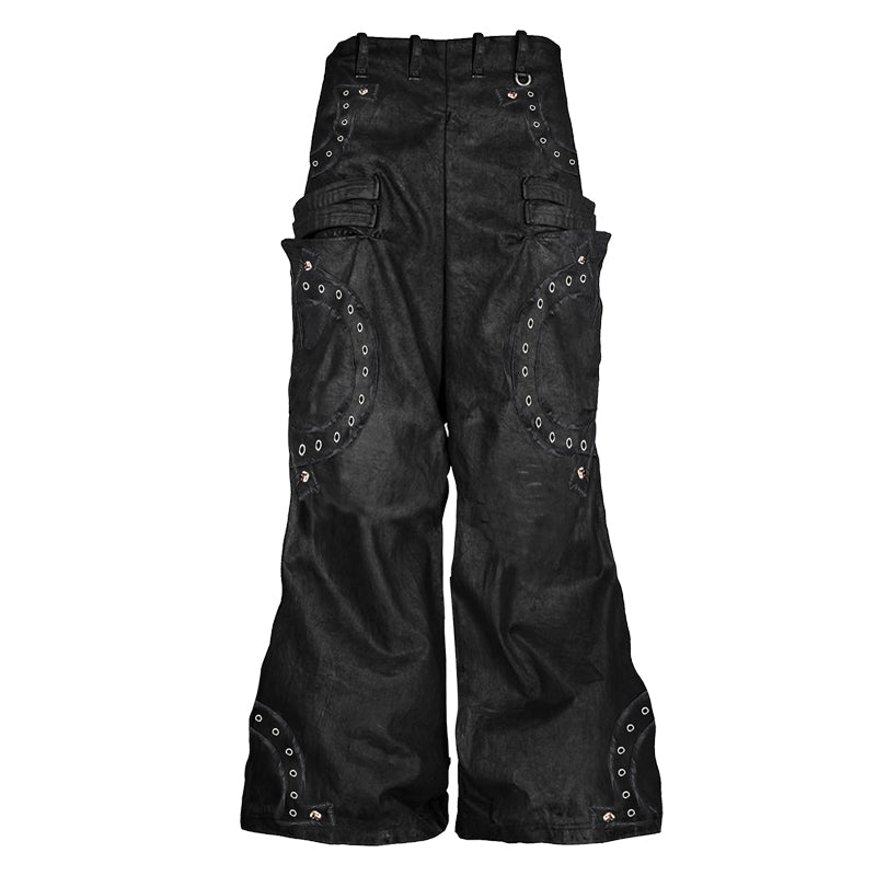 Sew-Through Button Wide-Leg Pants WN15839