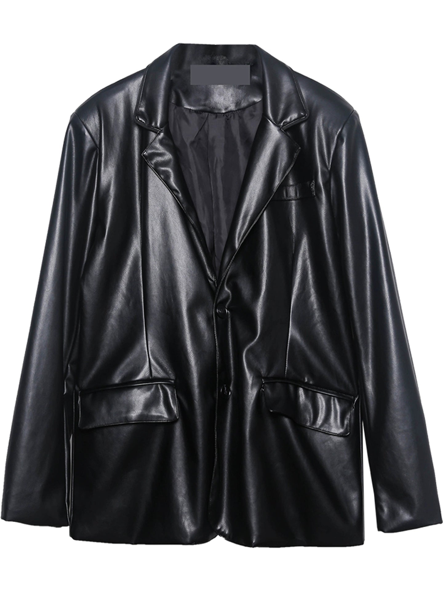 Black PU Leather Tailored Jacket WN22365