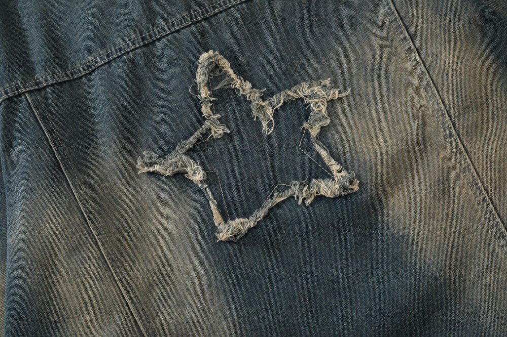 Washed Star Embroidery Denim Jacket WN28078