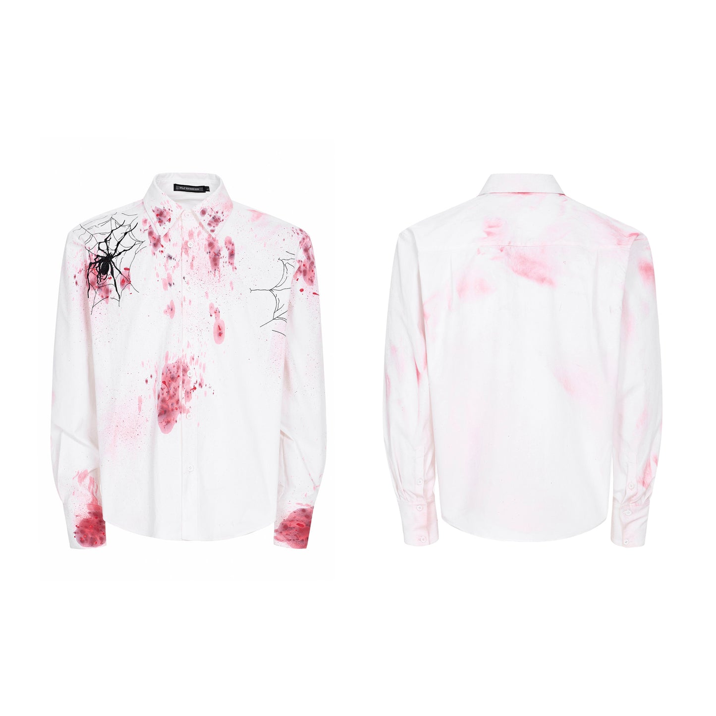 Spider Embroidery Fishbone Shoulder-Pad Long Sleeve Shirt WN23273