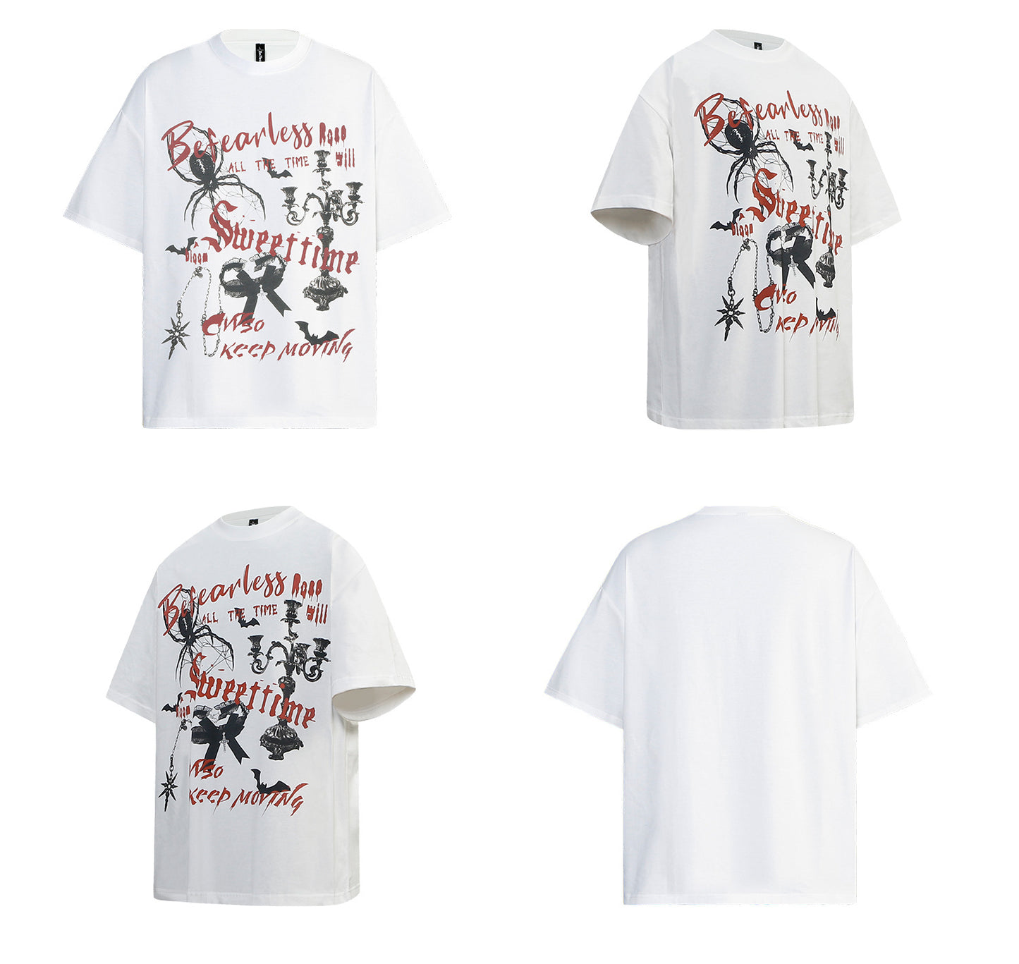Gothic Spider Letter Print Short Sleeve T-Shirt WN26182