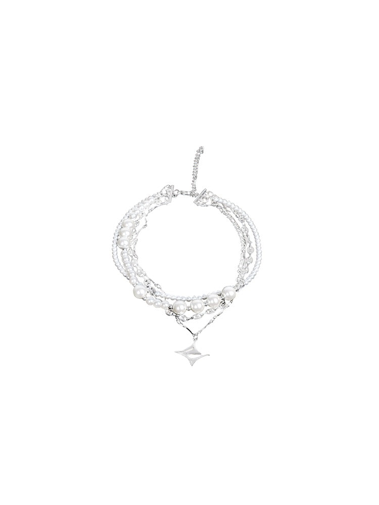 Metal Silver Decoration Pearl Necklace WN6830