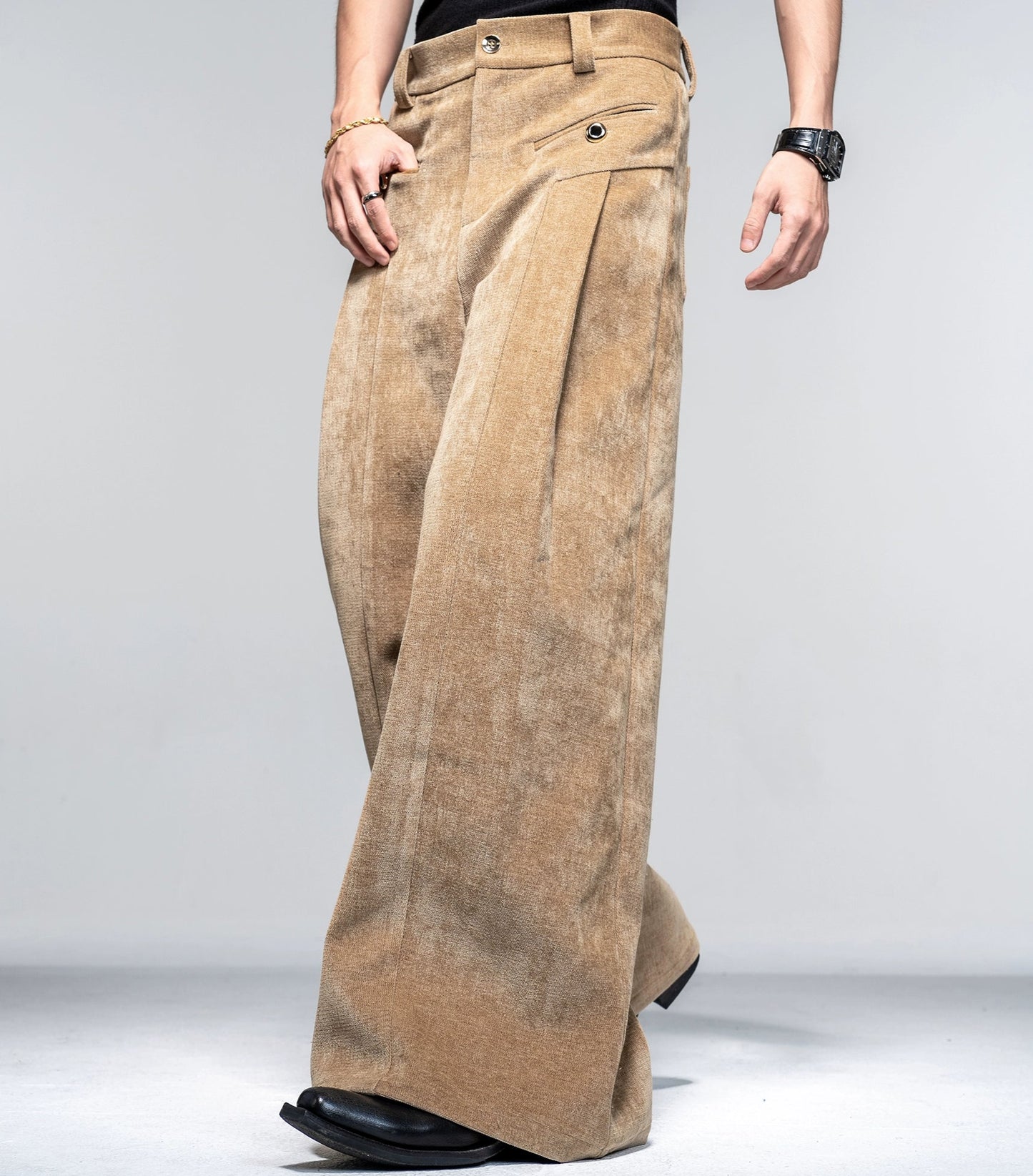 Shoulder-Pad Velvet Tailored Jacket & Wide Leg Trousers Setup WN20882