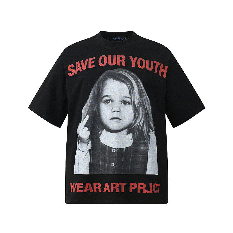 Portrait Print Oversize Short Sleeve T-Shirt WN24489
