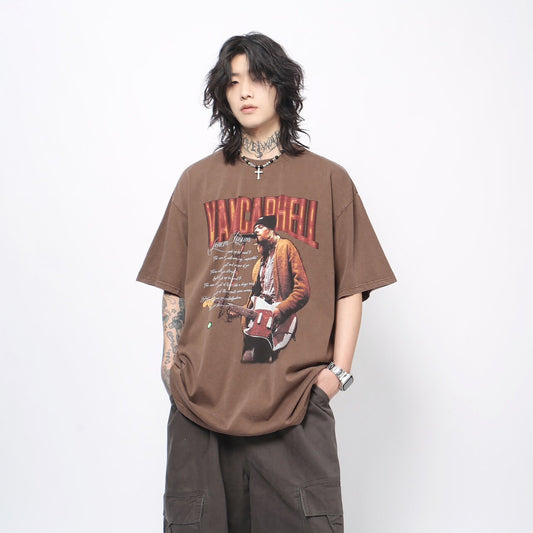 Washed Rock Graphic Distressed Short Sleeve T-Shirt WN24474