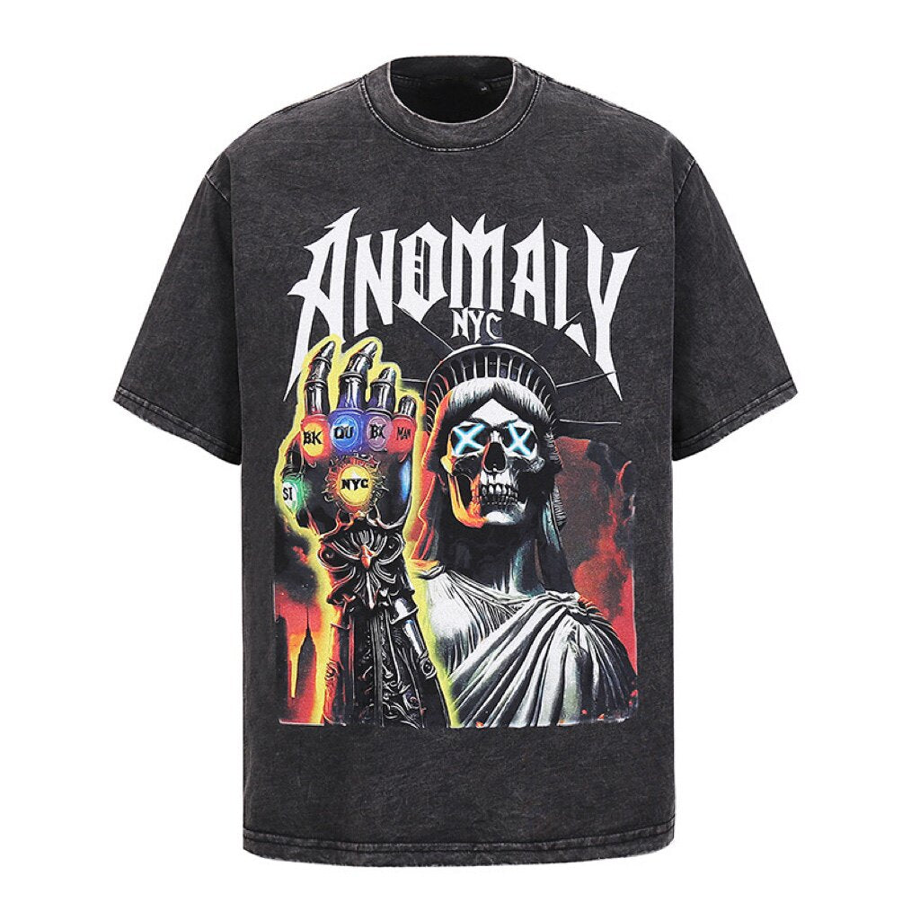 Graphic Print Damage Oversize Short Sleeve T-Shirt WN24479
