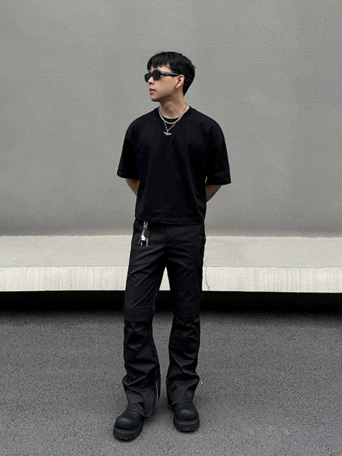 Waterproof Zipper Design Flare Pants WN19476