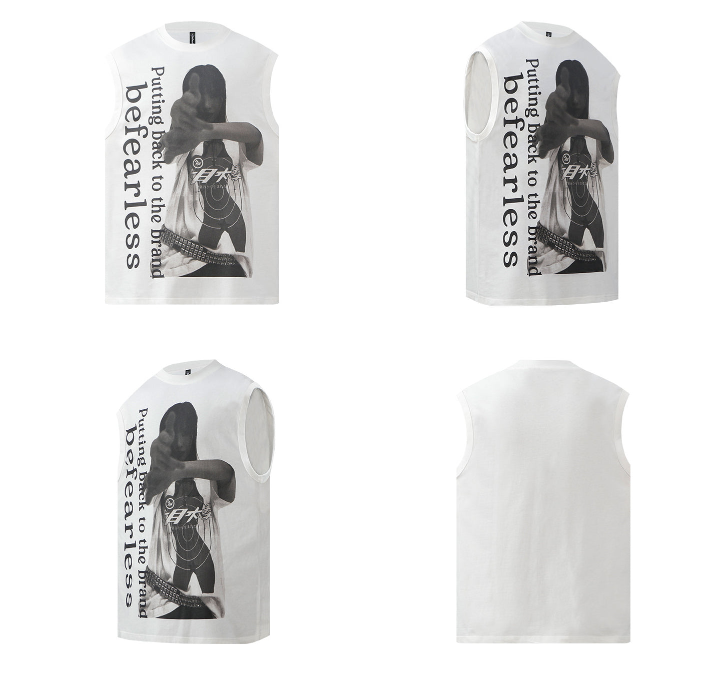 Portrait Graphic Letter Sleeveless T-Shirt WN26219