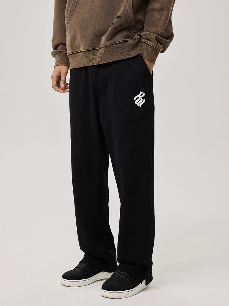 Drawstring Logo Embroidery Wide Leg Pants WN17849