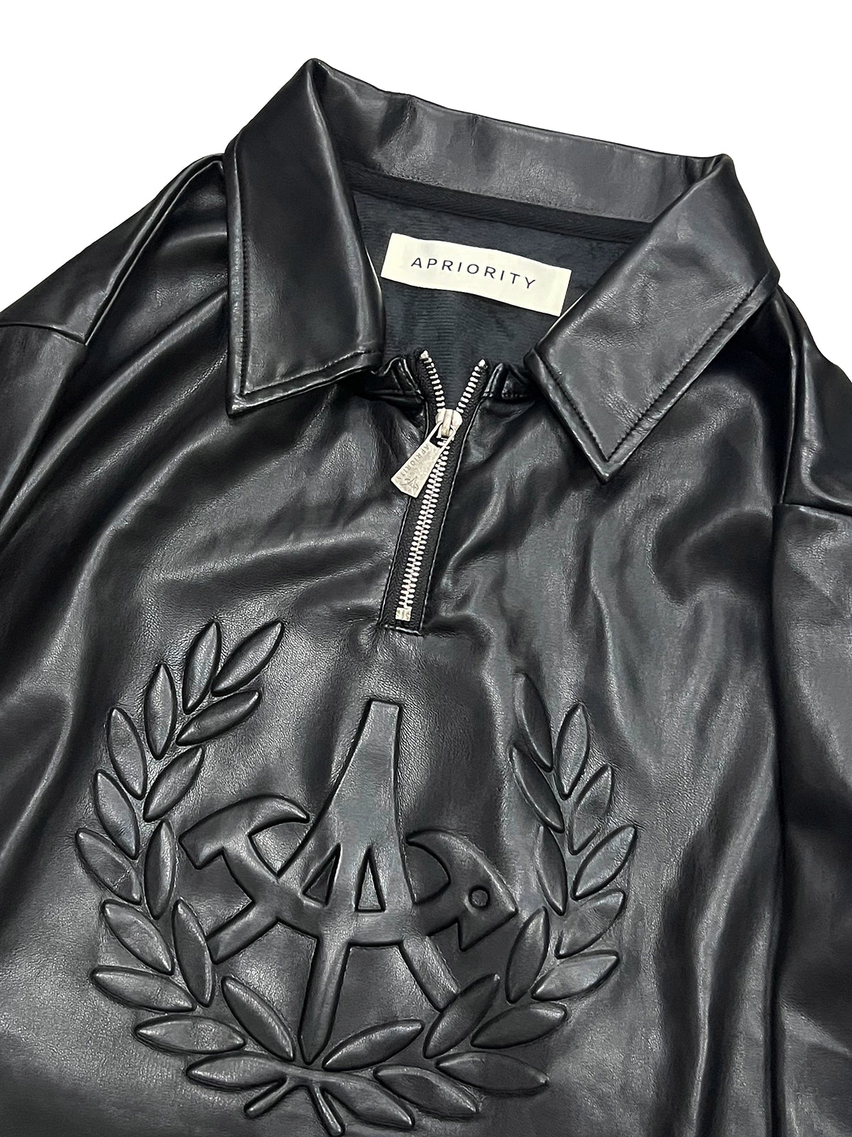 PU Leather Long Sleeve Polo Shirt WN18928