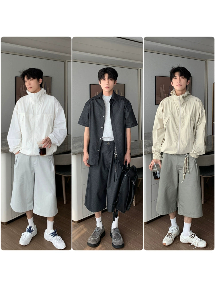 Lightweight Straight Wide Leg Half Pants WN20426