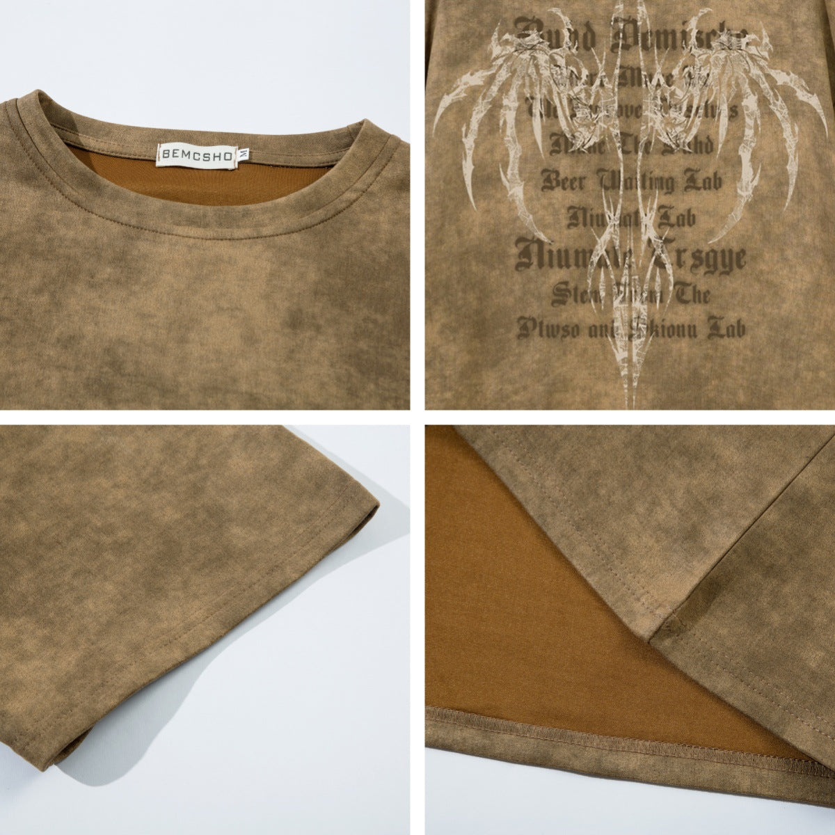 Suede Graffiti Print Oversize Short Sleeve T-Shirt WN15111