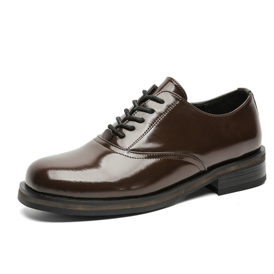 Square Toe Derby Heeled Leather Shoes WN19155