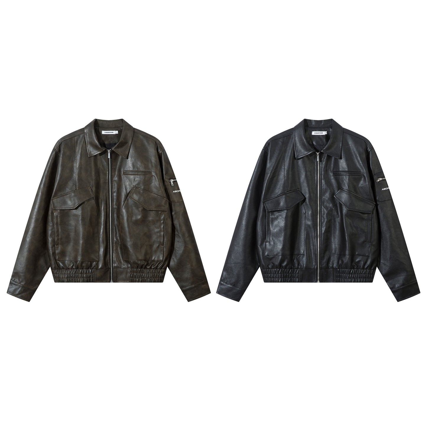 Multi-Pocket PU Leather Zipper Jacket WN11407