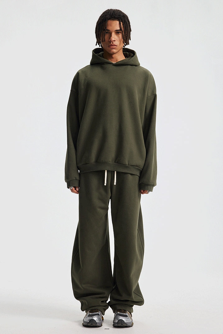 Fleece Lining Oversize Hoodie & Wide Leg Sweatpants Setup WN23113