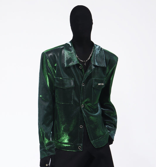 Metallic Texture Pocket Design Jacket WN23704