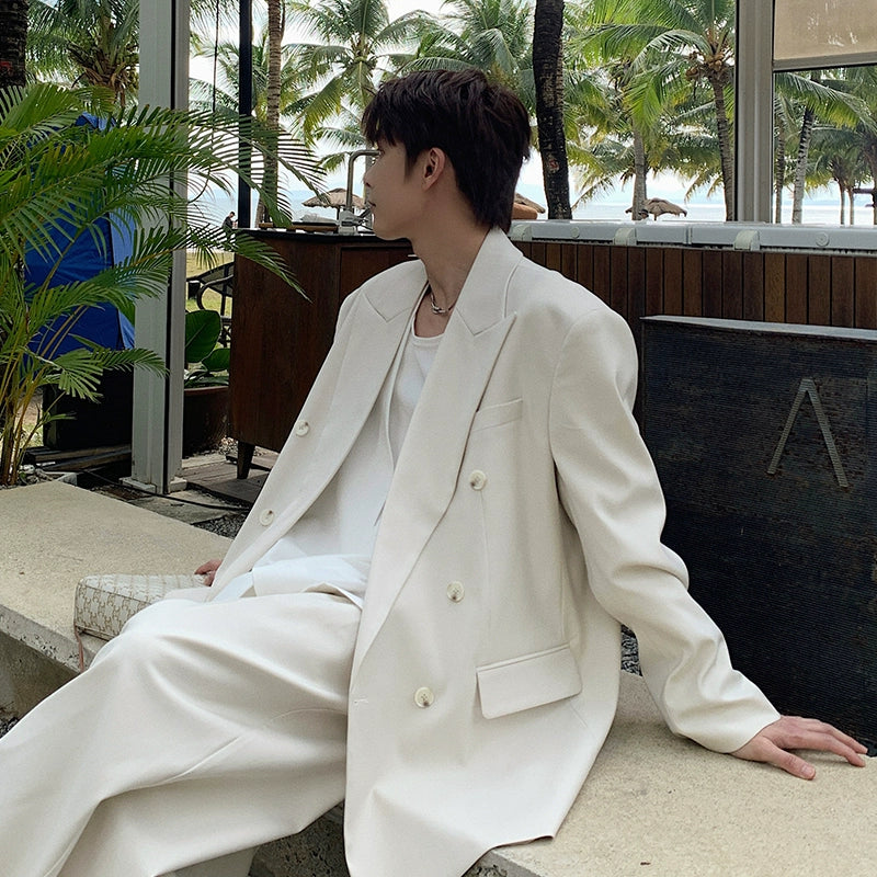 Double-Breasted Tailored Jacket & Wide Leg Trousers Setup WN20395