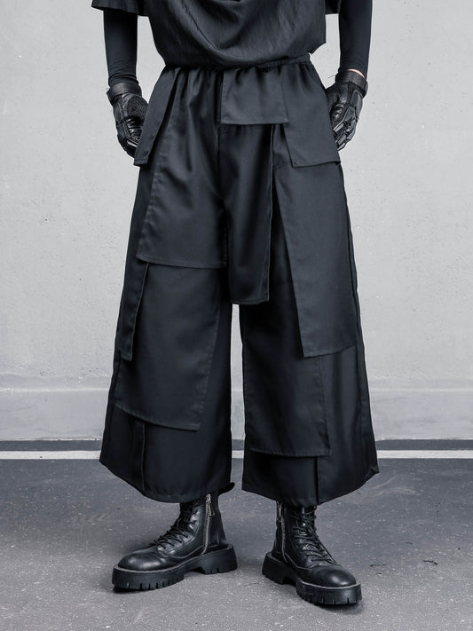 Deconstruct Mix Patchwork Cropped Wide Leg Pants WN22440