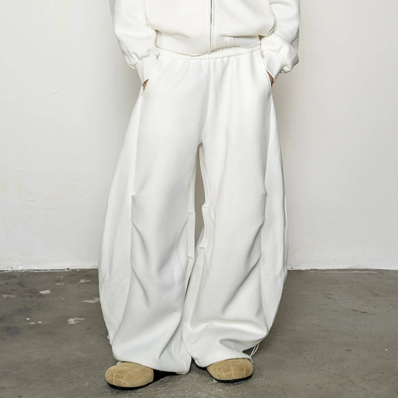 Pleated Zipper Hoodie & Wide Leg Pants Setup WN20877
