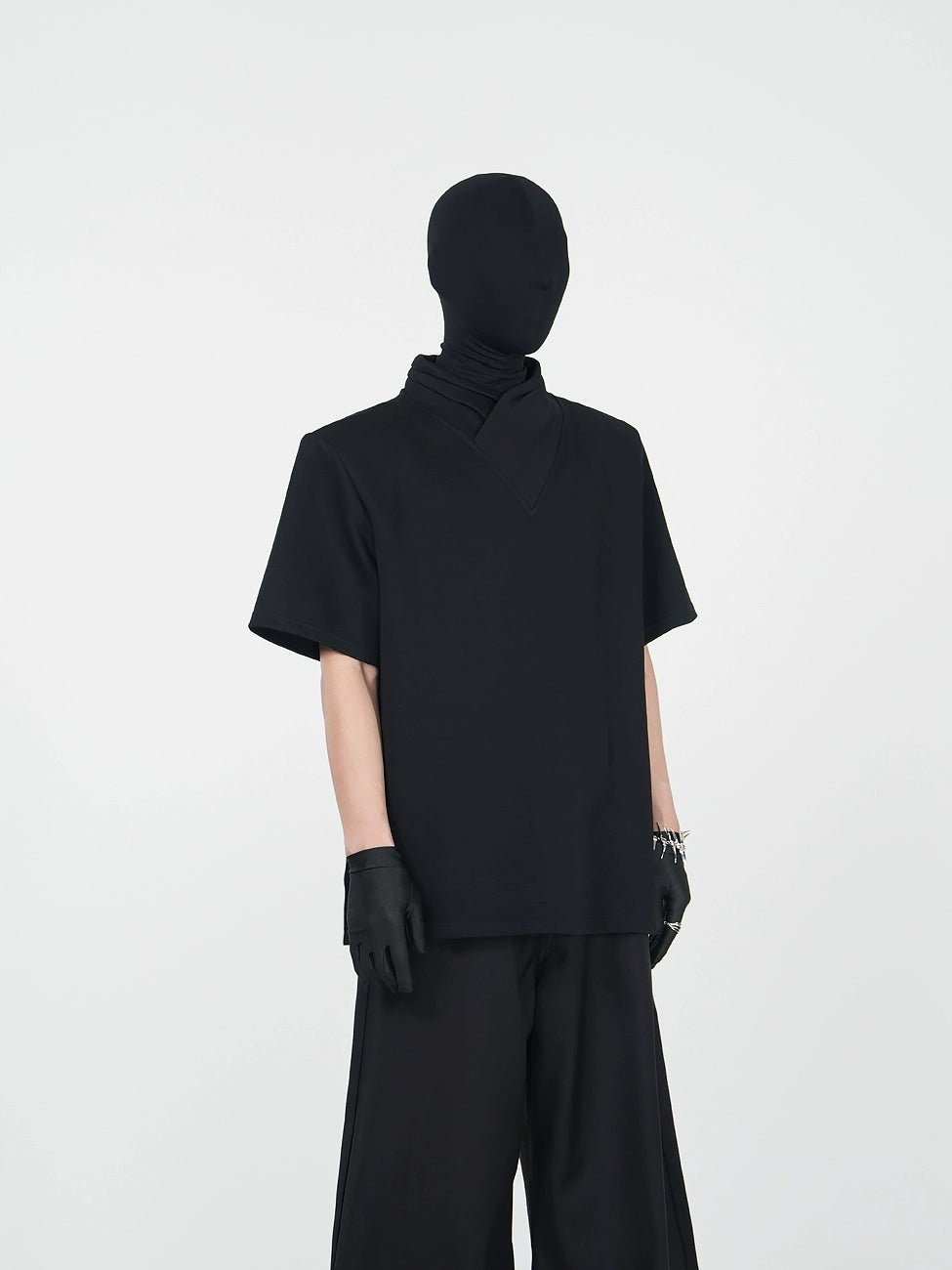 Padded Short Sleeve T-Shirt & Oversize Wide Leg Curved Hem Trousers Setup WN17322