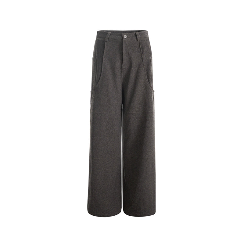 Layered Collar Shoulder-Pad Oversize Tailored Jacket & Wide Leg Trousers Setup WN11690