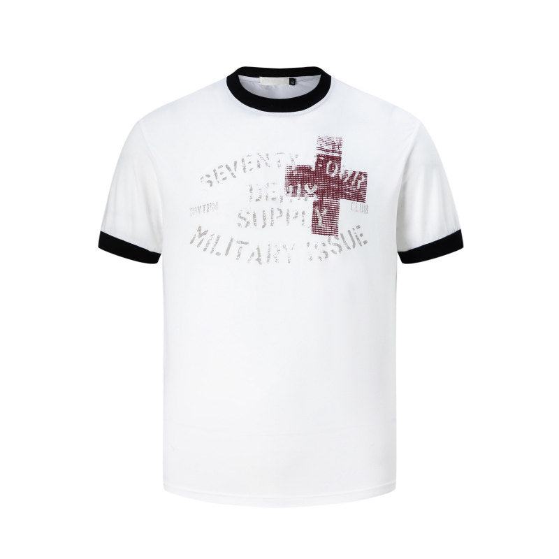 Cross Letter Print Short Sleeve T-Shirt WN24284