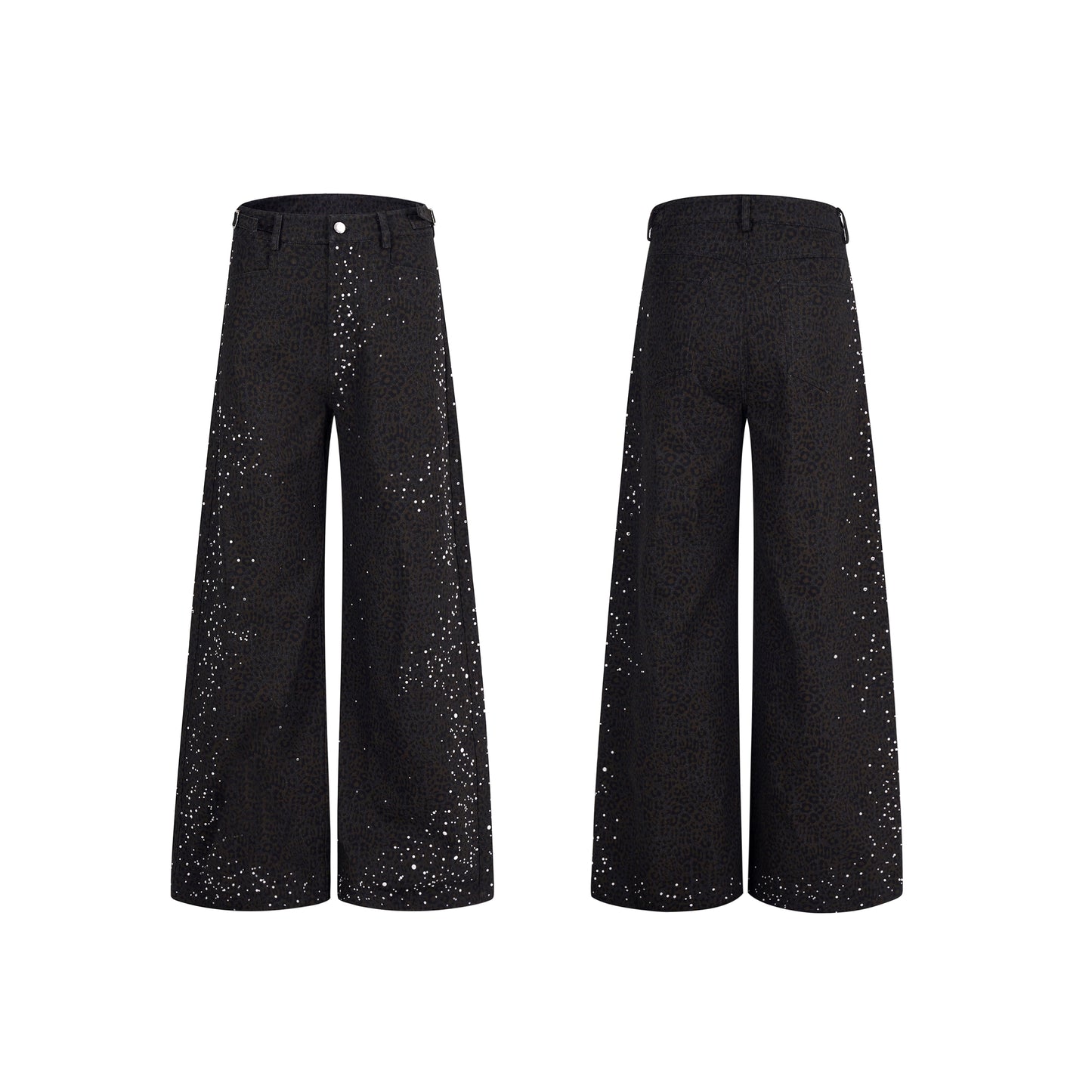 Leopard Pearl Rhinestone Wide Leg Pants WN20948