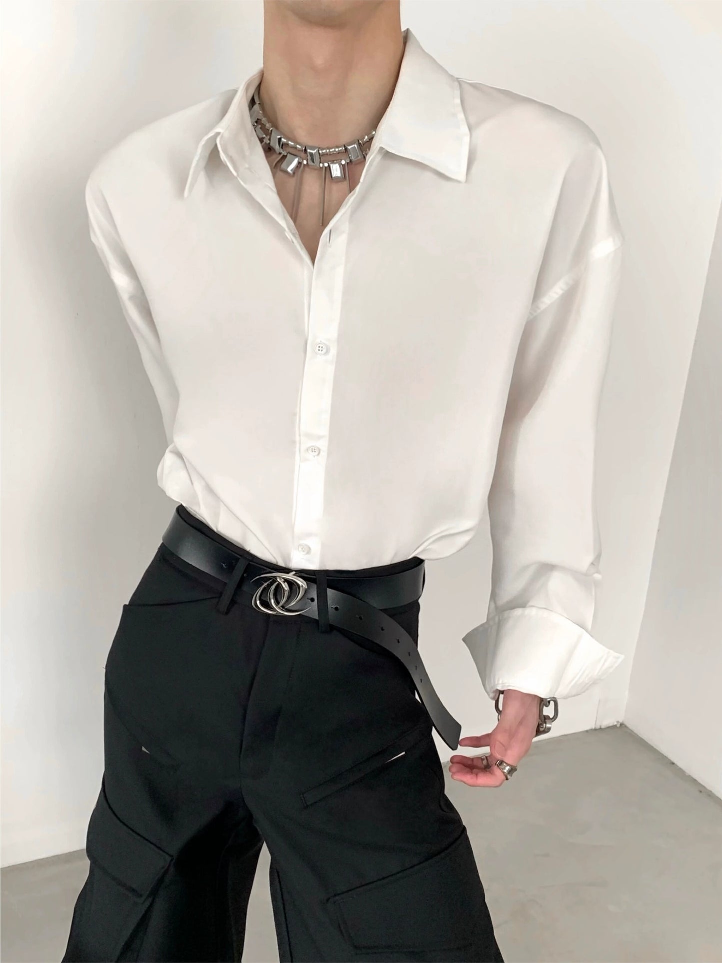 Oversize Simple Basic Long Sleeve Shirt WN5986