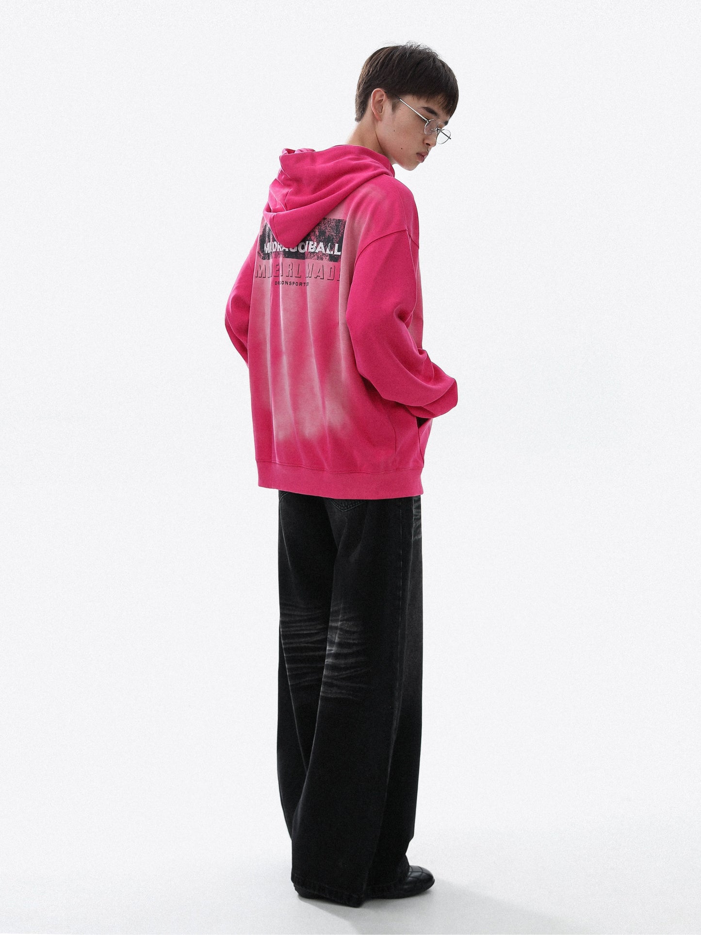 Letter Print Washed Oversize Pullover Hoodie WN22108