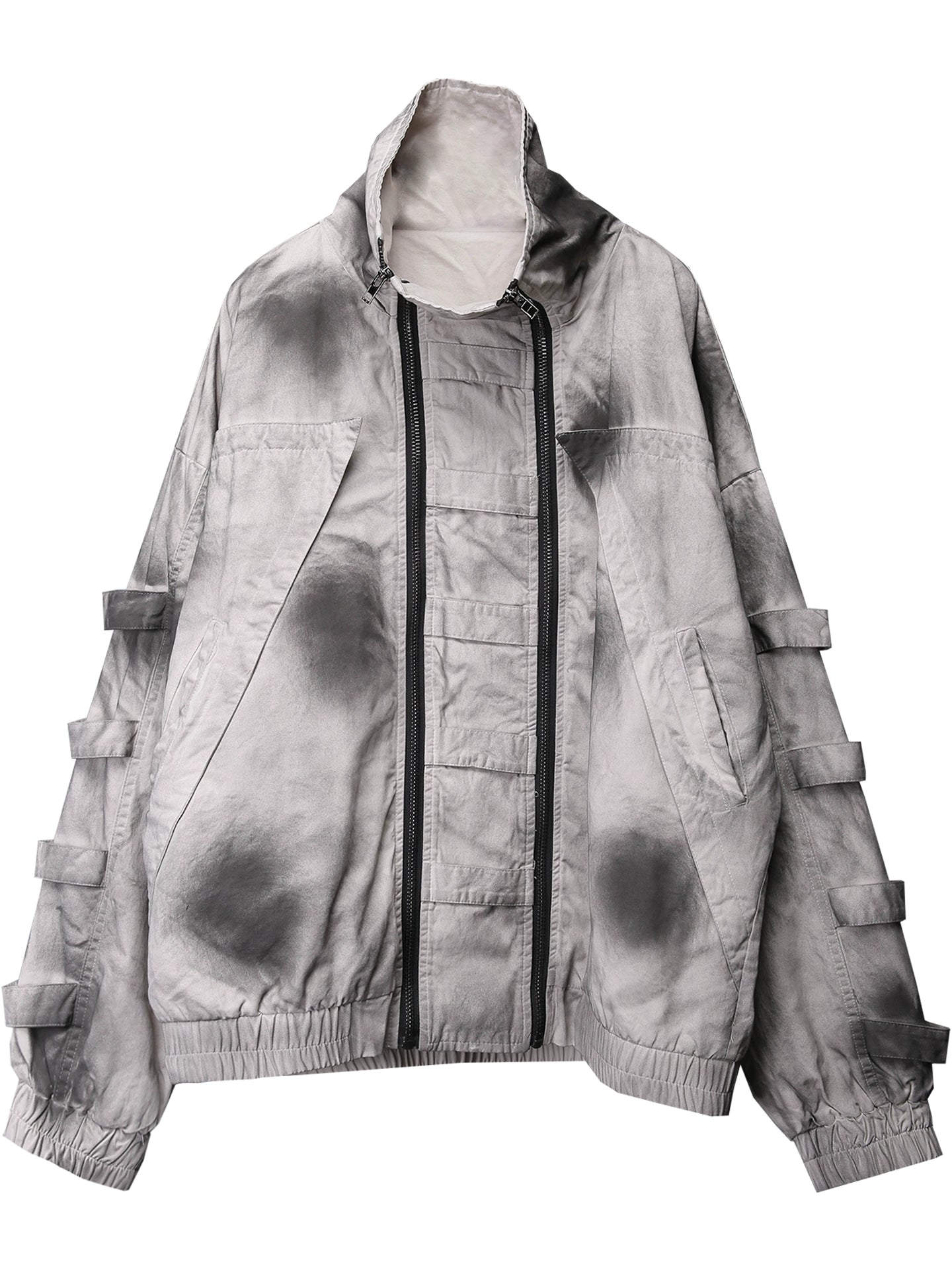 Tie-Dye Wash Double Zip High-Neck Oversize Jacket WN22371