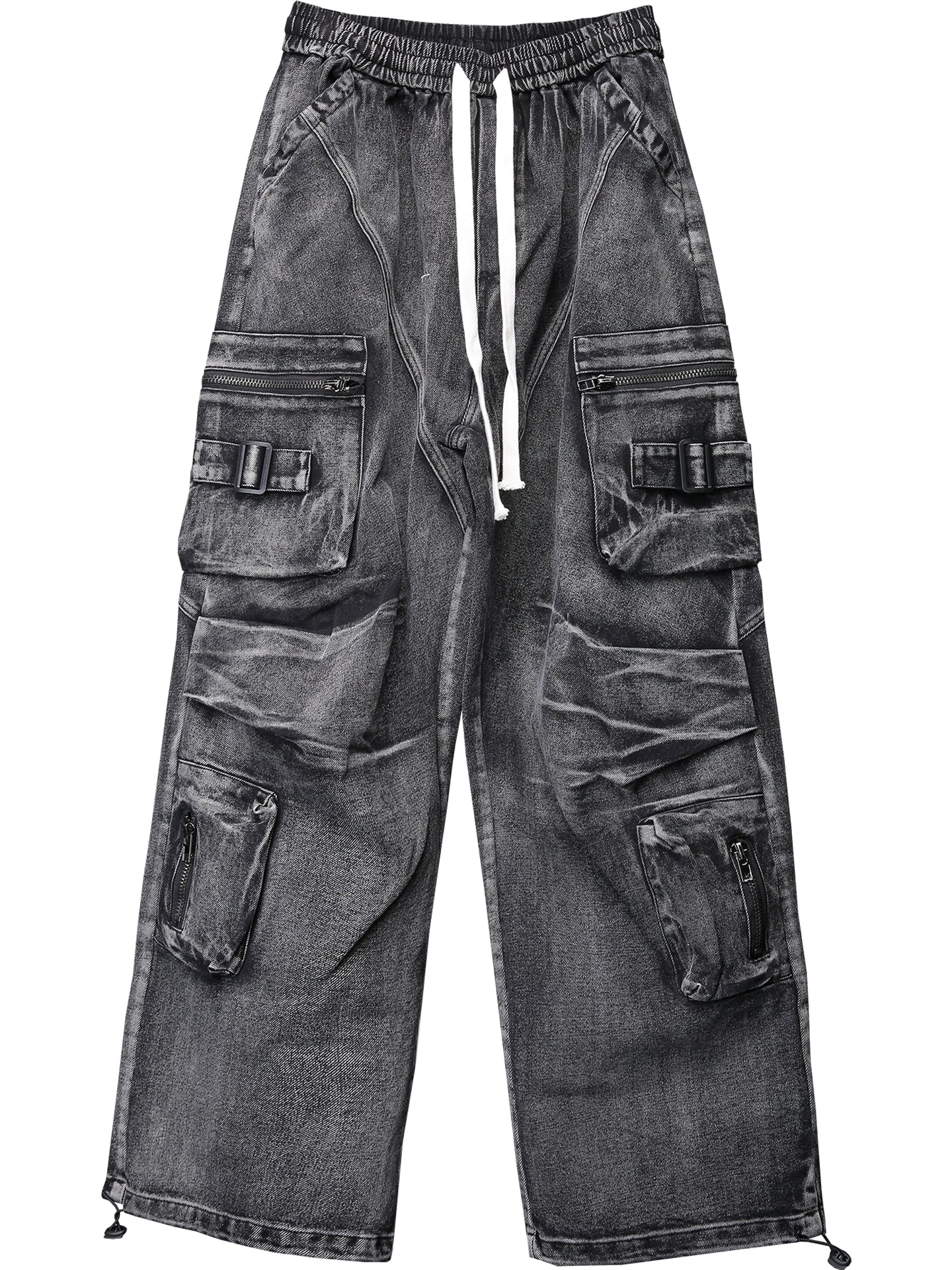 Multi Pocket Wash Damage Denim Jeans WN22308