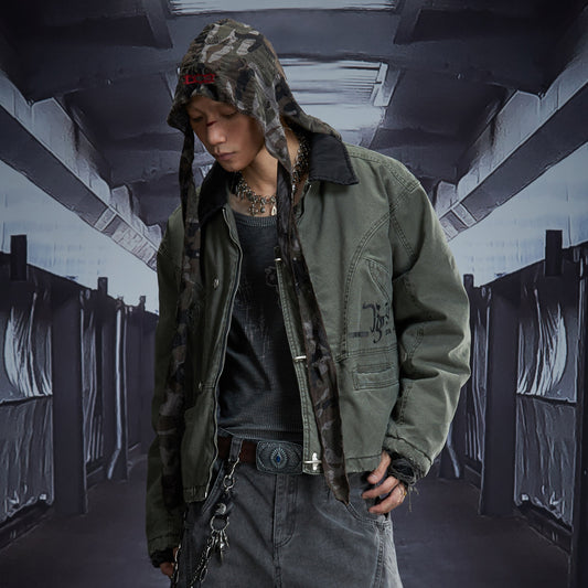 Washed Print Oversize Short Jacket WN22864