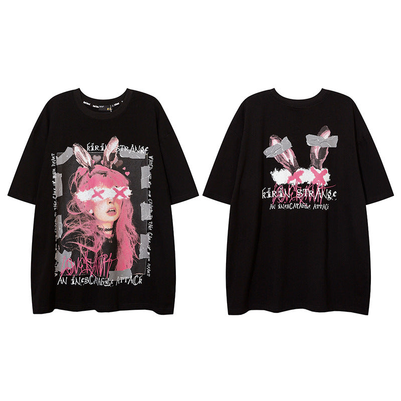 Girl Print Oversize Short Sleeve T-Shirt WN15105