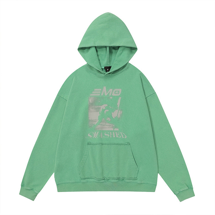 Washed Graphic Oversize Pullover Hoodie WN12484