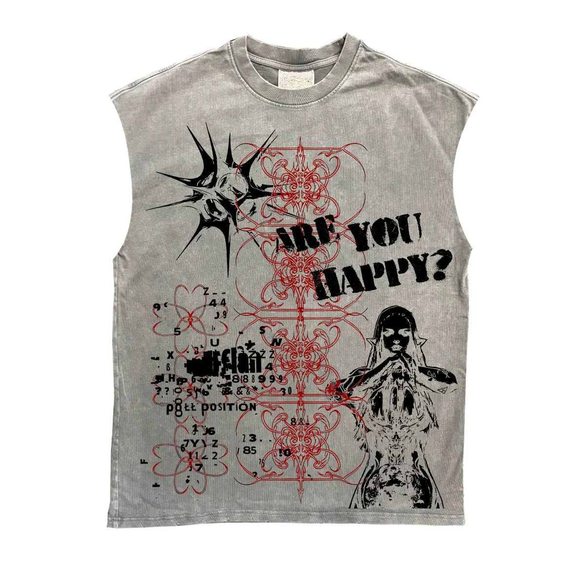 Graphic Art Design Washed Tank Top WN16856