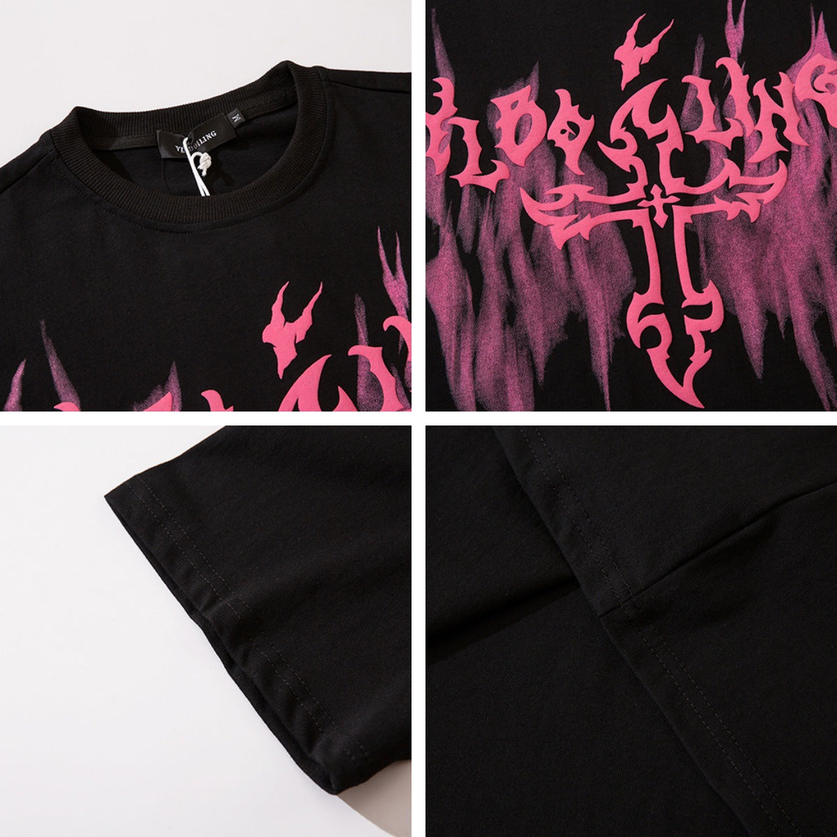 Letter Foam Print Oversize Short Sleeve T-Shirt WN15094