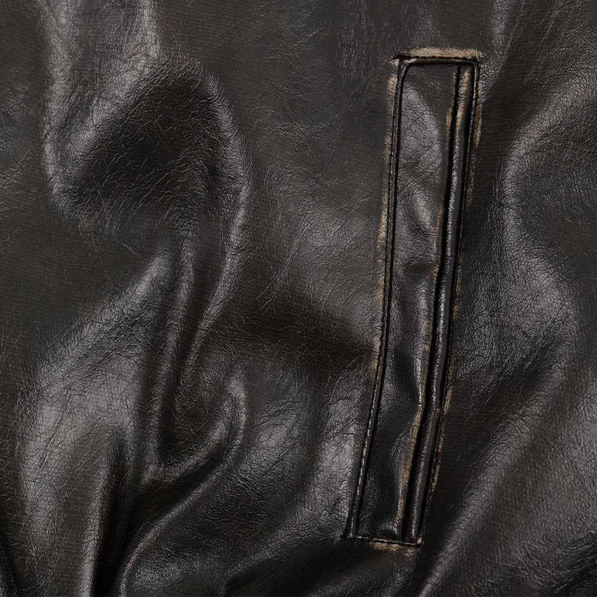 Washed Short PU Leather Jacket WN11263