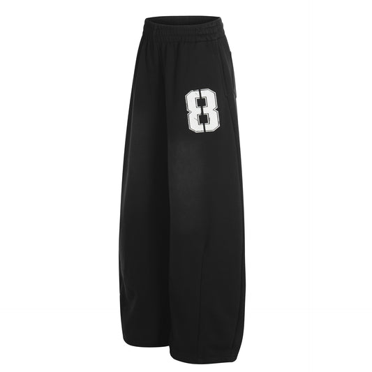 Letter Print Deconstruction Wide Leg Barrel Sweatoants WN26100