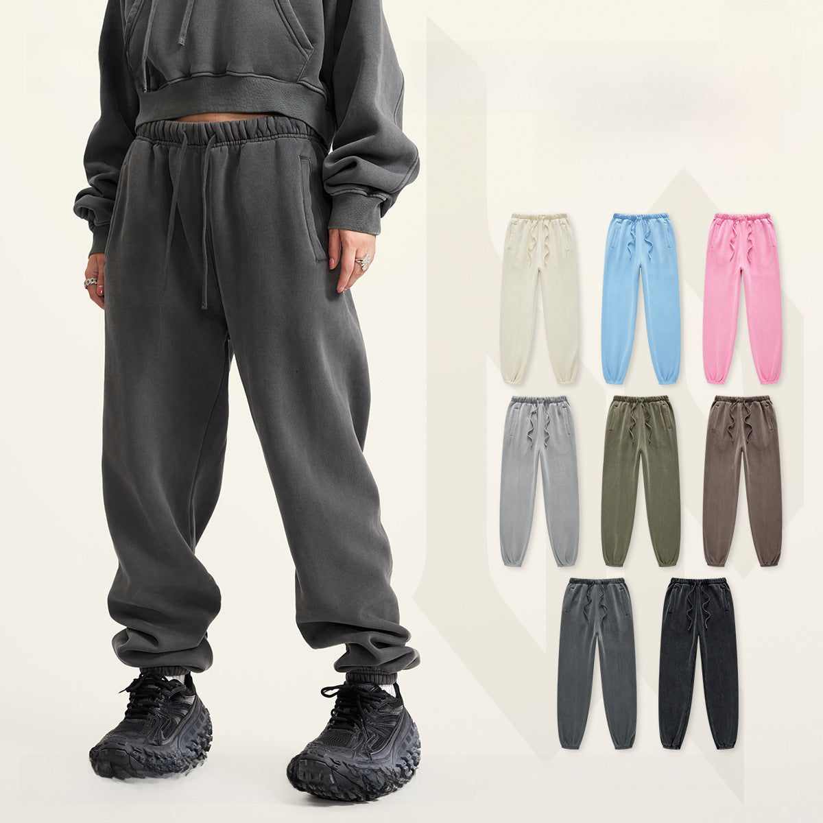 Wide-leg Washed Sweatpants WN6462