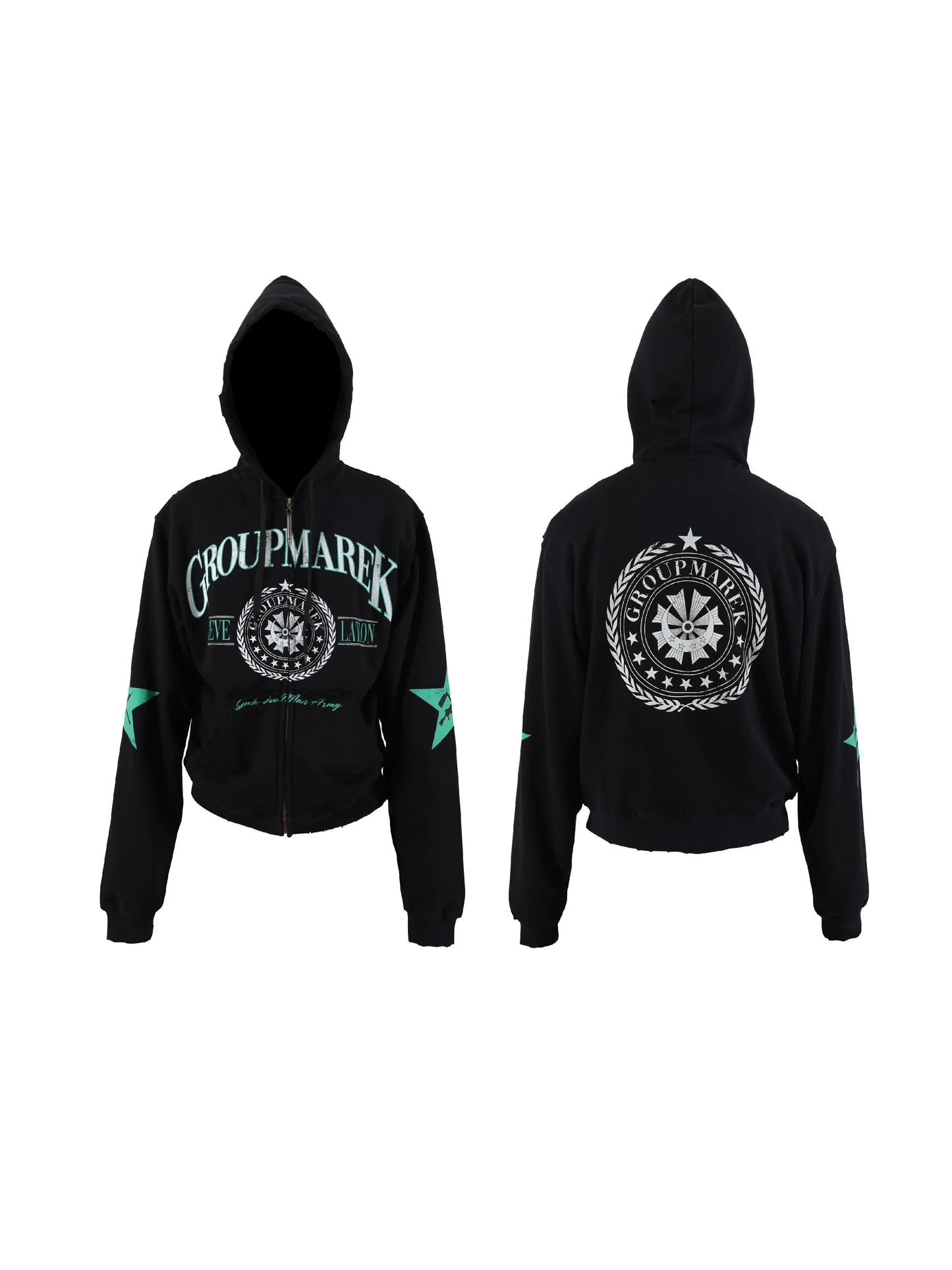 Graphic Print Zip-Up Hoodie WN17267