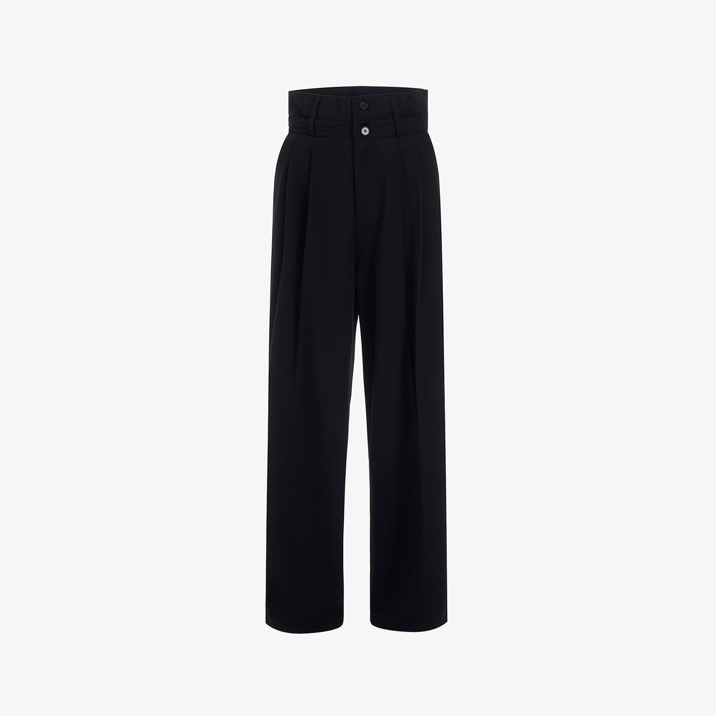 Double Waistband Drape Straight Wide-leg Trousers WN14825