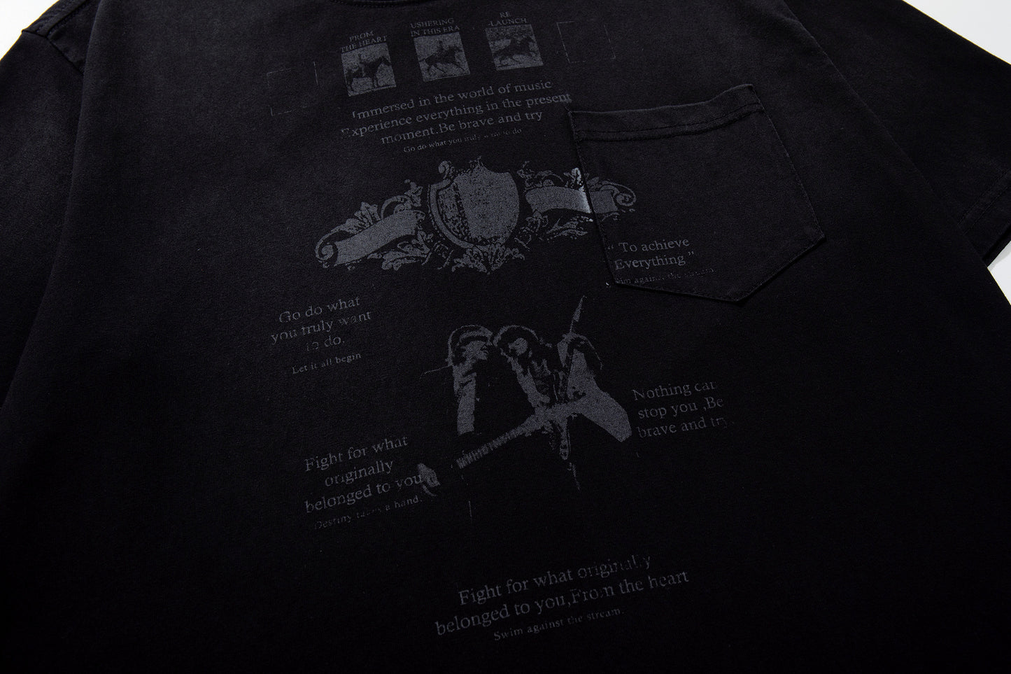 Graphic Print Pocket Design Short Sleeve T-Shirt WN25383