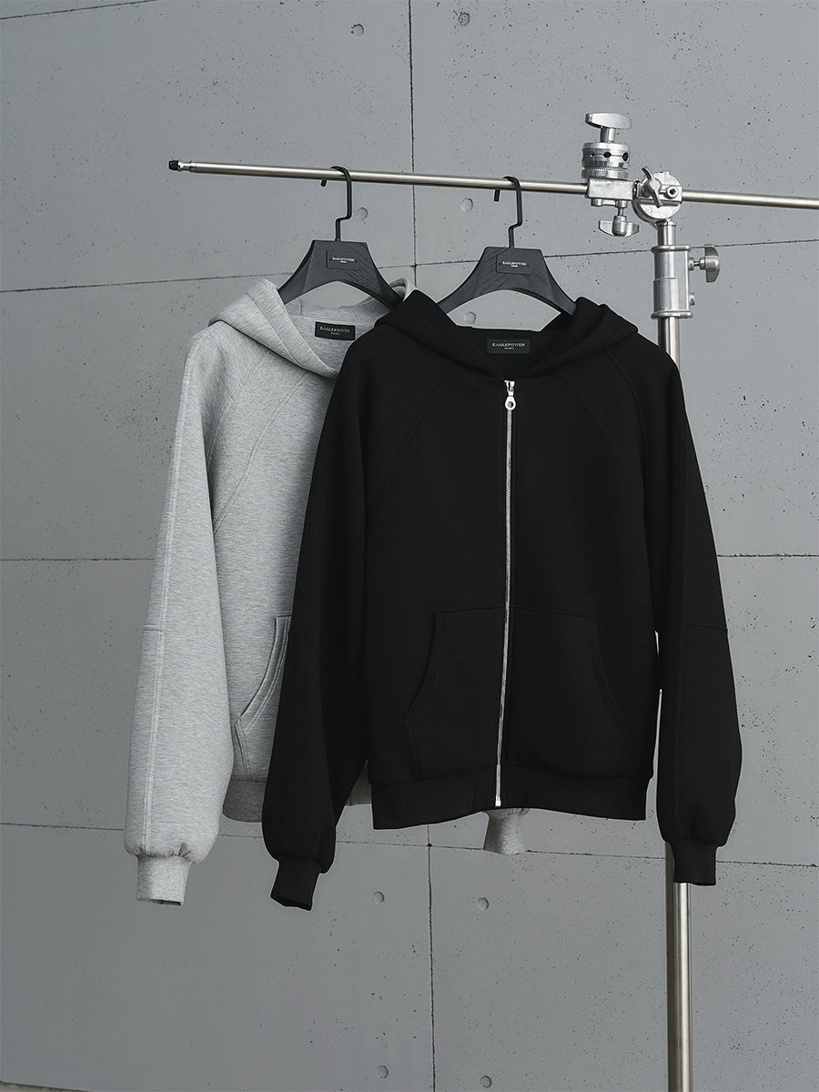 Wrinkle-Resistant Air Layer Ribbed Zipper Hoodie WN17692