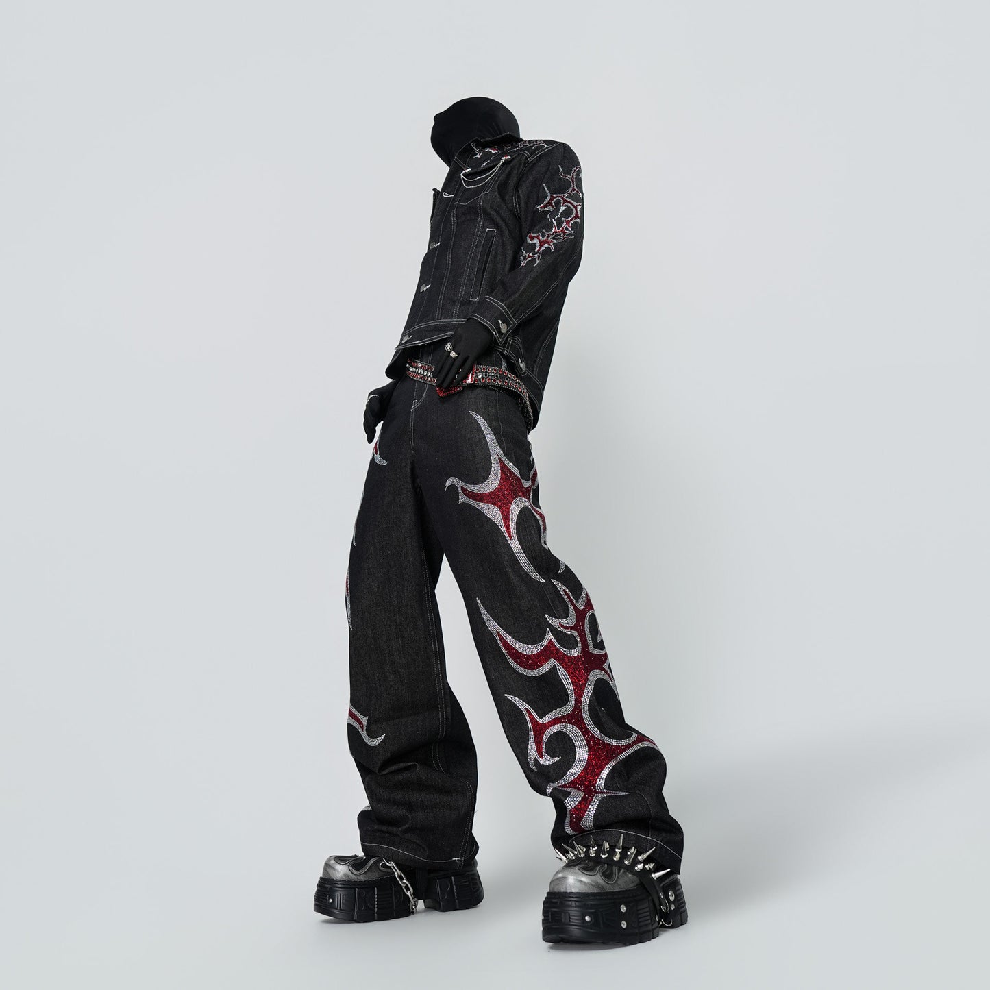 Rinestone Design Wide Leg Pants Setup WN24296 WN24296-K